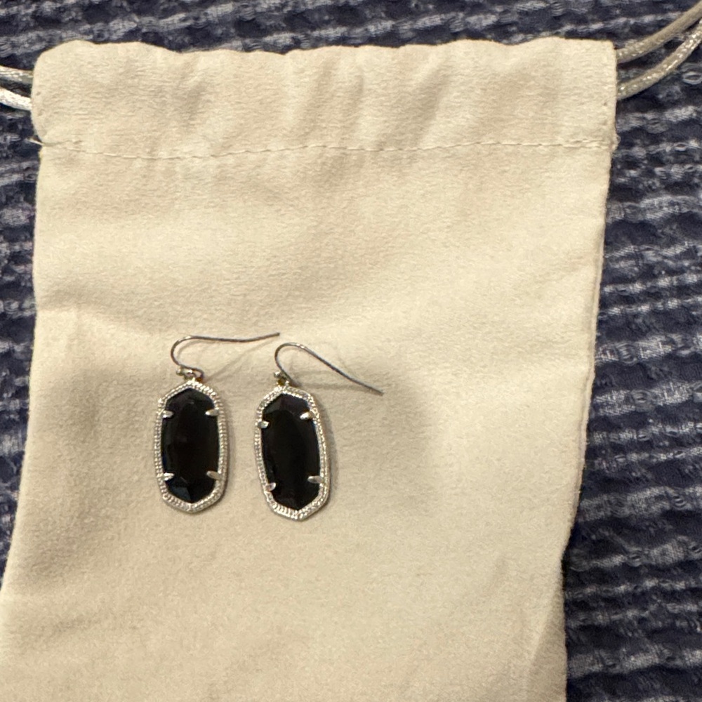 Kendra Scott Black and Silver Drop Earrings